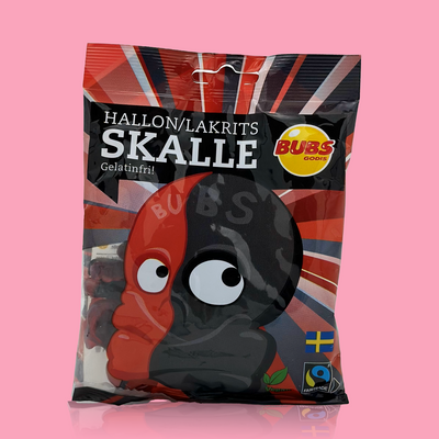 Bubs Bringebær og Lakris Skaller 90 g