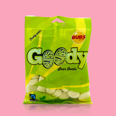 Bubs Goody Fruity Pear Sour Ovals 90g