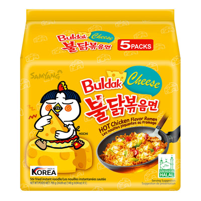 SamYang Buldak Cheese Hot Chicken Flavour Korean Noodles 5x140 grams