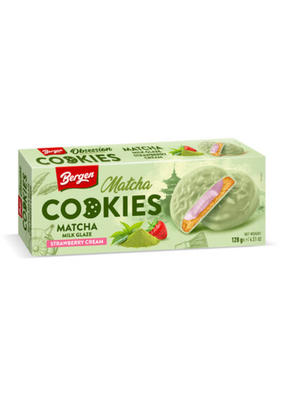 Bergen Matcha Glaze Strawberry Cream Cookies 128g