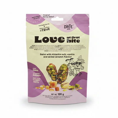 A Date With - Love At First Bite Pistasj Karamell 100g