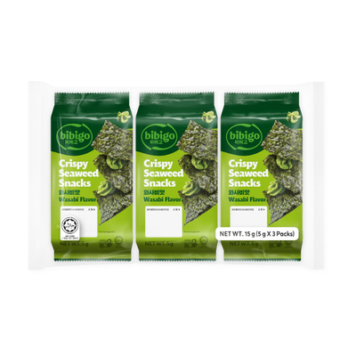 Bibigo Crispy Seaweed Snacks Wasabi 3pk