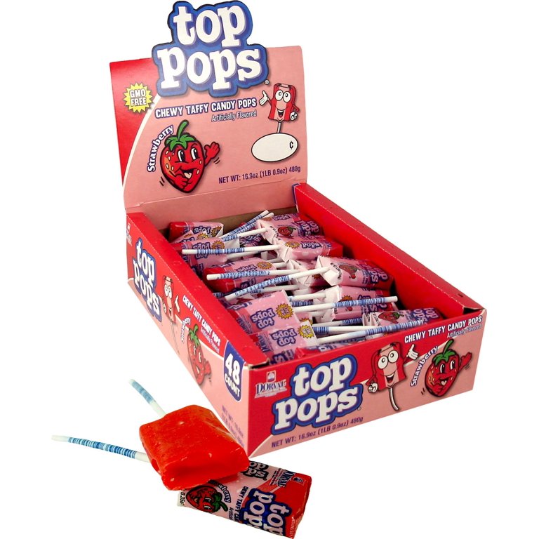 Top Pops Strawberry Chewy Taffy Candy