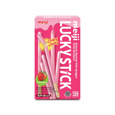 Meiji Lucky Stick Strawberry 45g Indoensia