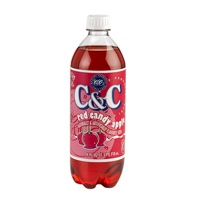 C&C Soda Red Candy Apple Bottle 710ml USA