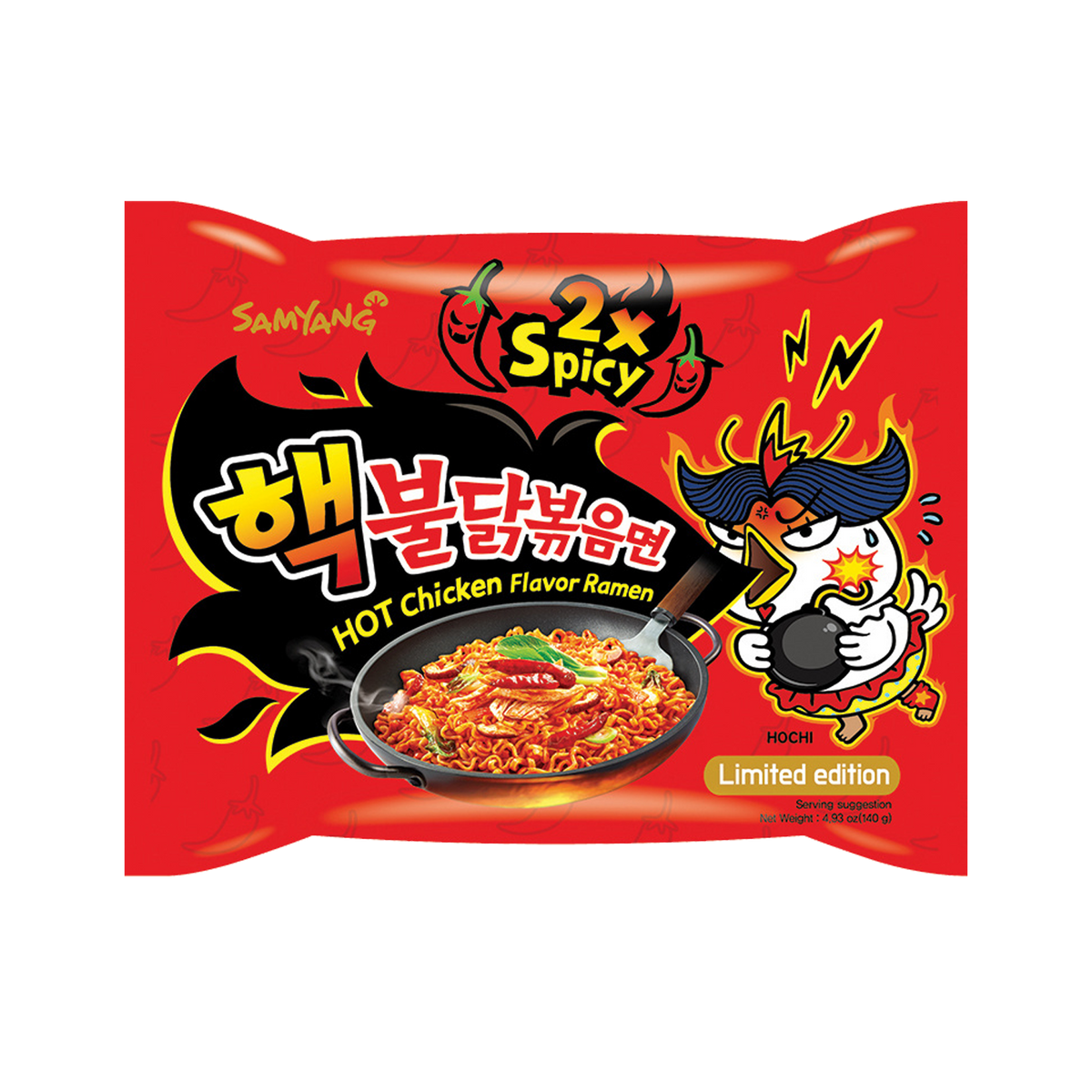 SamYang Fire Nudler: 2 x Spicy Hot Chicken Flavor Ramen Noodles Buldak (140 g)