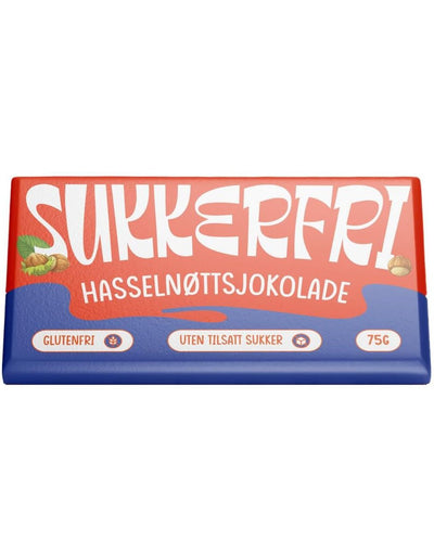 Sukkerfri Hasselnøtt Sjokolade Glutenfri 75g