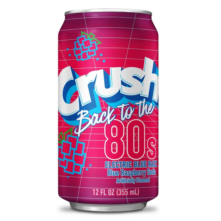 Crush Back to the 80s Electric Blue Razz Soda 355ml