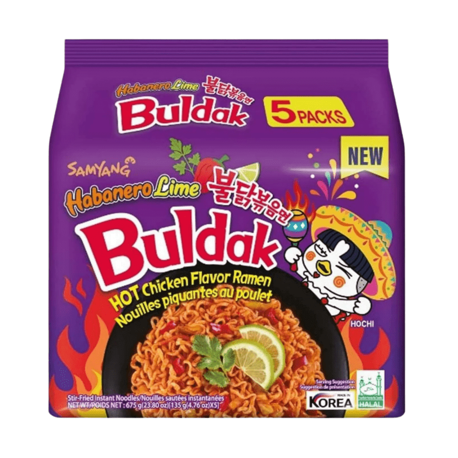 Samyang Buldak Hot Chicken Habanero Lime 135g x 5stk