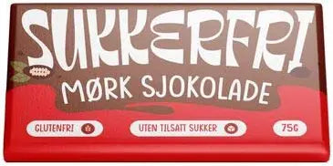 Sukkerfri Mørk Sjokolade Glutenfri 75g