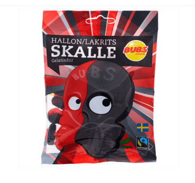 Bubs Bringebær og Lakris Skaller 90 g