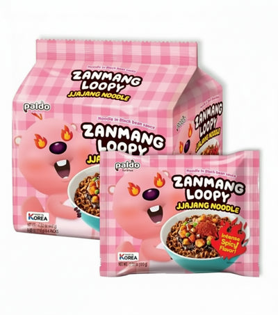 Paldo Zanmang Loopy Jjajang Noodle Korea 4x 440g